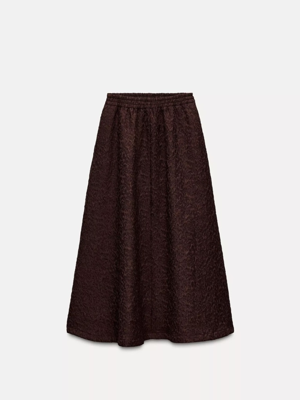Zara Jacquard Dark Brown Midi Skirt
